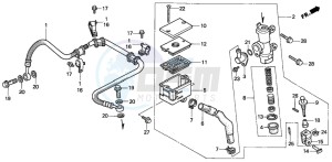 NTV650 drawing REAR BRAKE MASTER CYLINDER