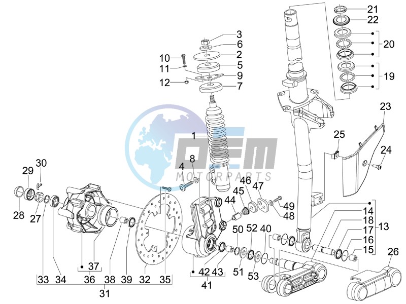 Fork - steering tube - Steering bearing unit