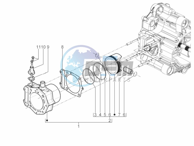 Cylinder-piston-wrist pin unit