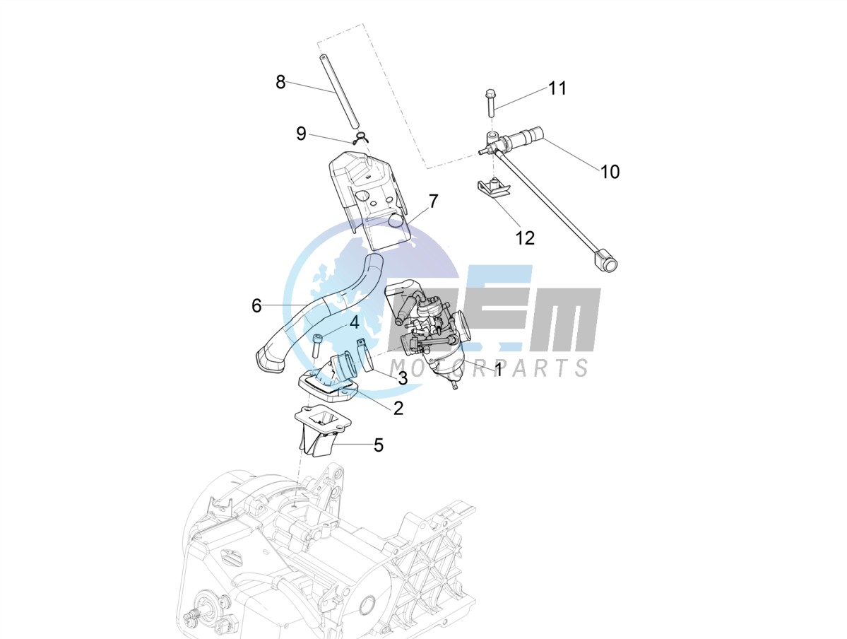 Carburettor, assembly - Union pipe