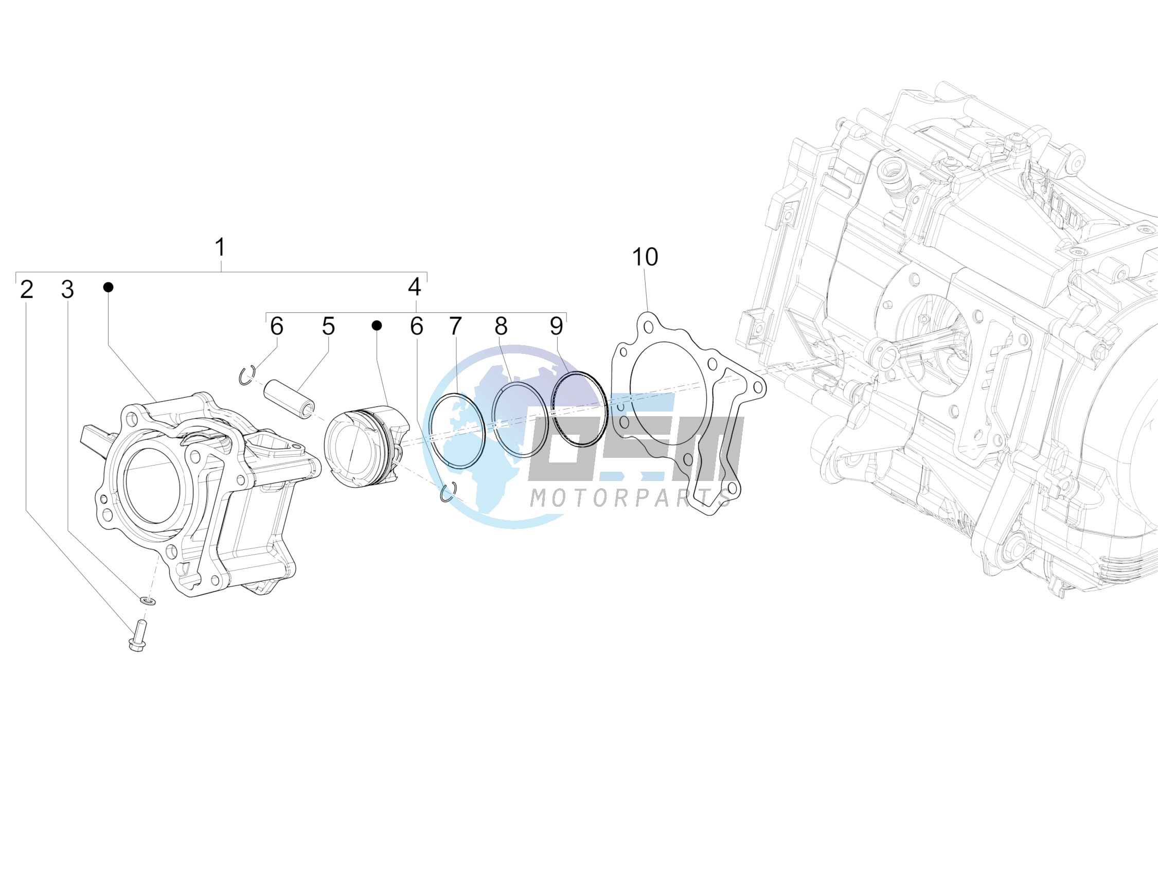 Cylinder-piston-wrist pin unit