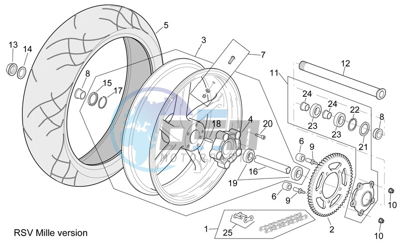 Rear wheel RSV Mille Version