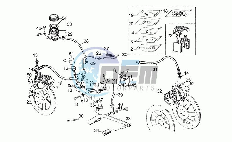 Front lh/rear brake system