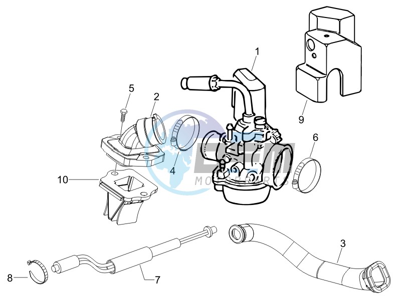 Carburettor assembly - Union pipe