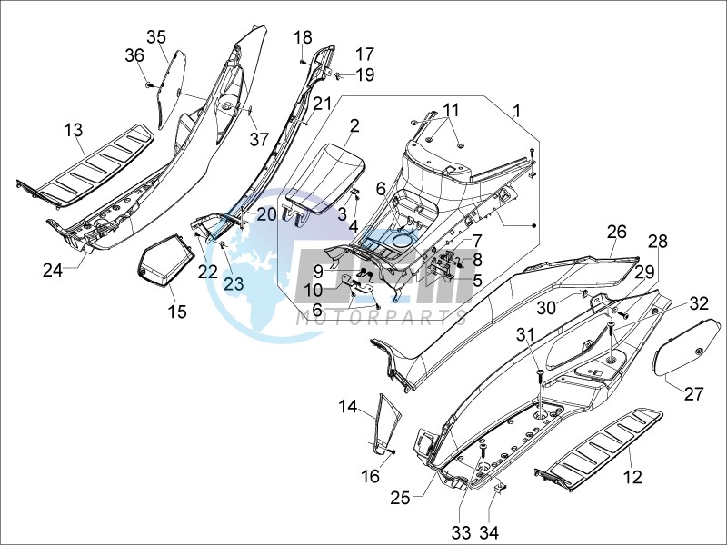 Central cover - Footrests