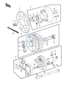 H1 D-F A [KH500] (D-F A8) [KH500] drawing REAR HUB_BRAKE_CHAIN -- 73-75 D_E_F & 76 A8- -