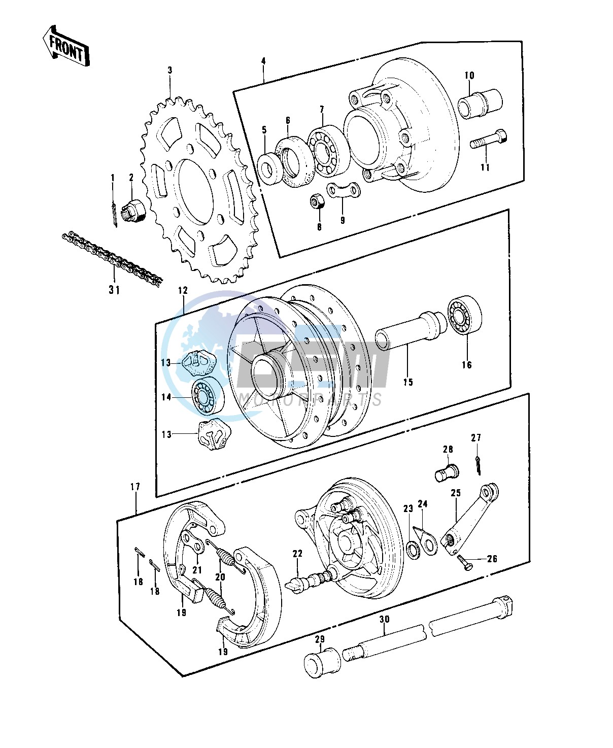 REAR HUB_BRAKE_CHAIN -- 73-75 D_E_F & 76 A8- -