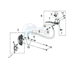 GTS 125I drawing BRAKE CALIPER FOR / BRAKE LEVER CPL