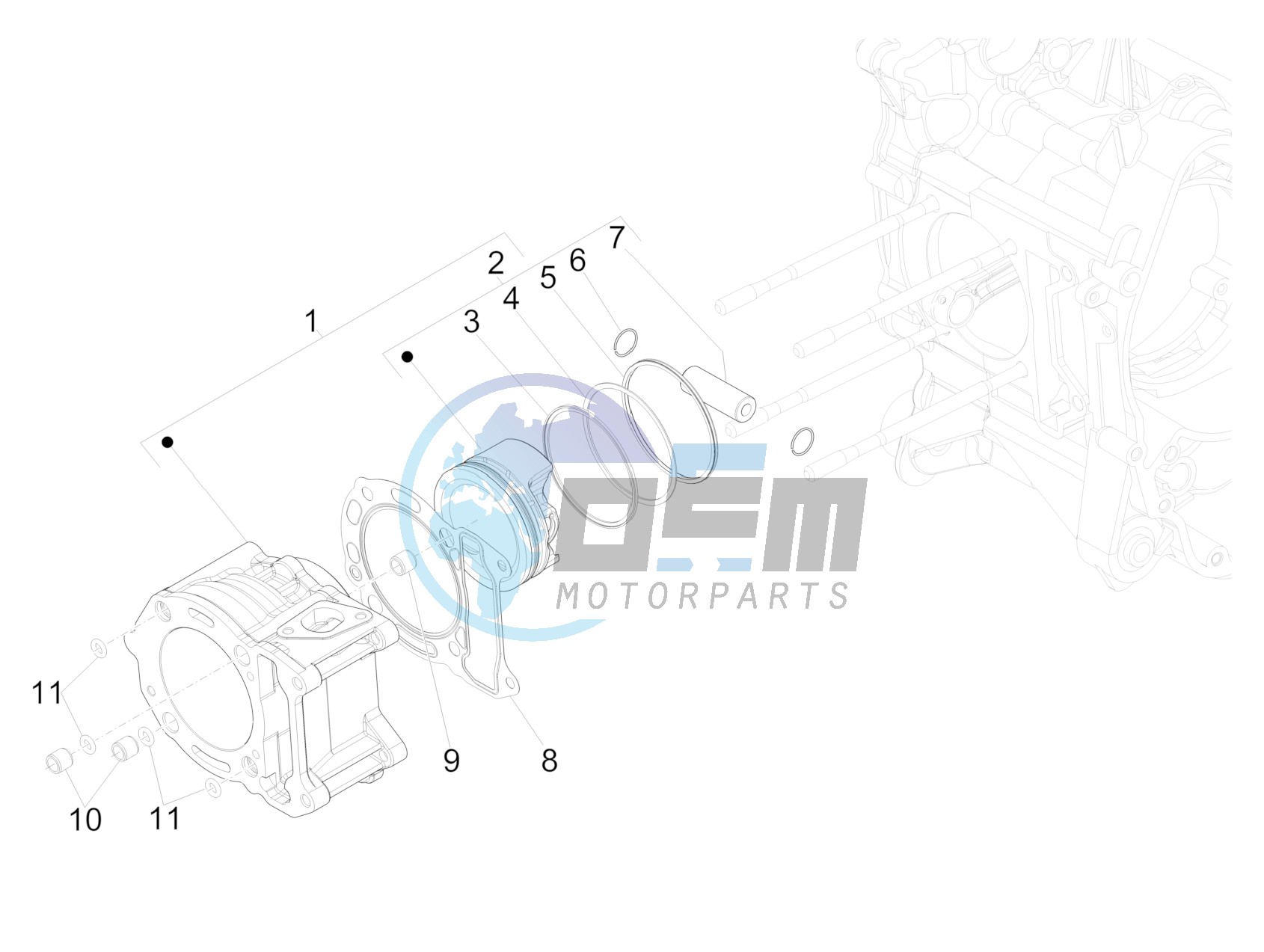 Cylinder-piston-wrist pin unit