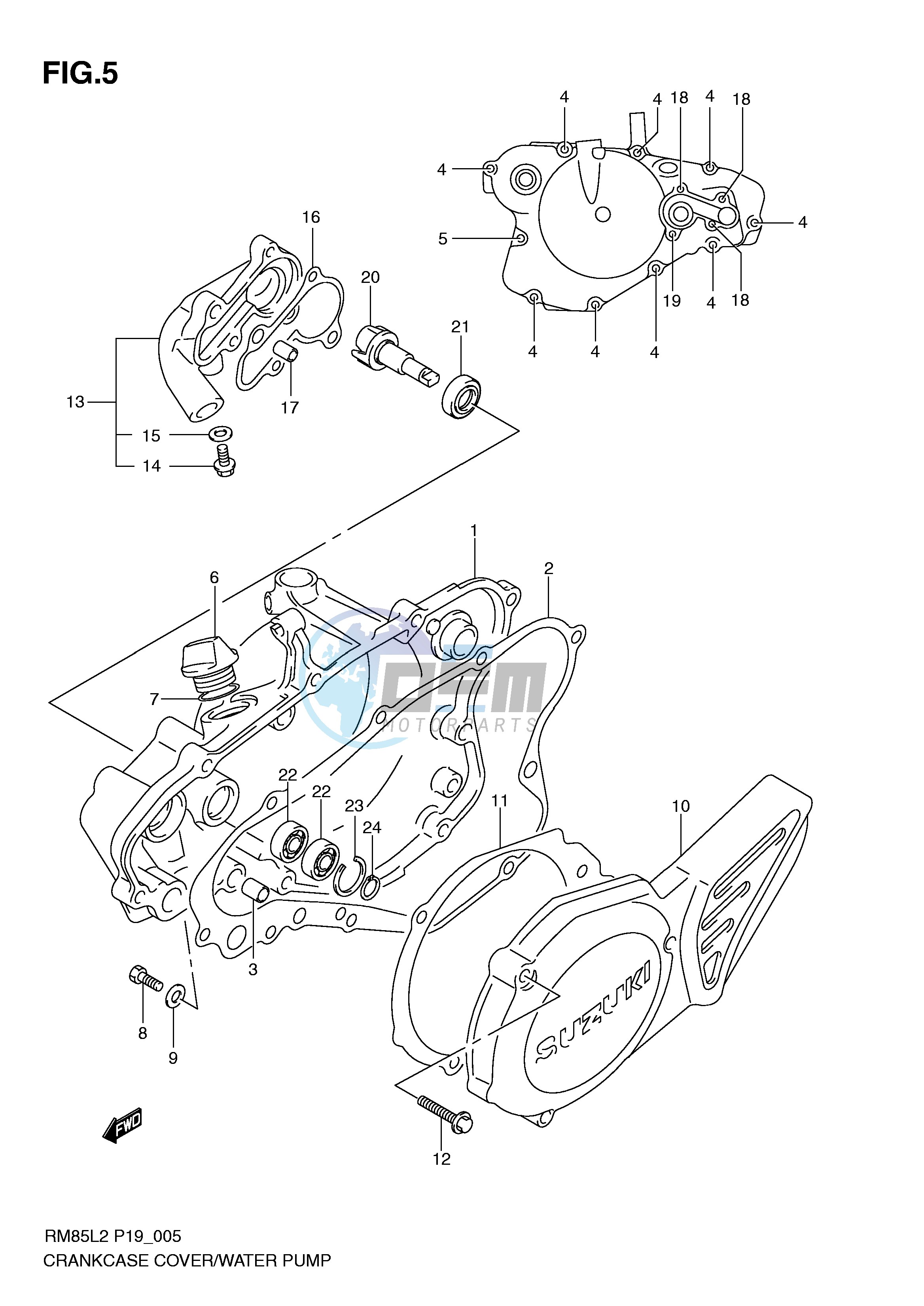 CRANKCASE COVER- WATER PUMP