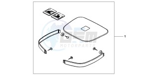 NT650V drawing TOP BOX PANEL KIT - CARNELIAN RED