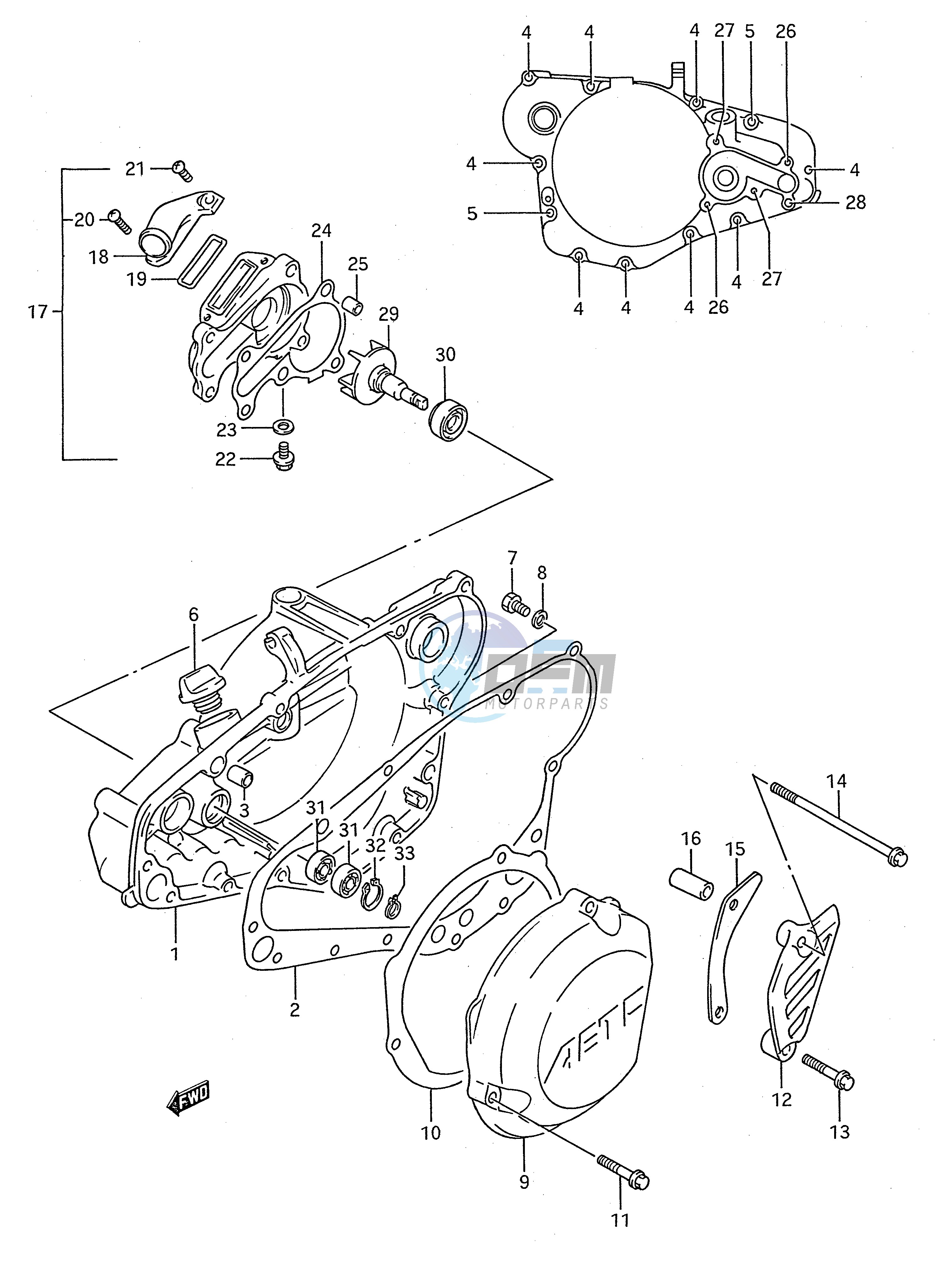 CRANKCASE COVER- WATER PUMP (MODEL K)