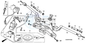 VFR800A9 France - (F / ABS CMF MME TWO) drawing HANDLE PIPE/TOP BRIDGE