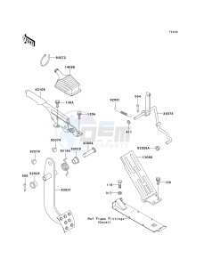 KAF 620 F MULE 3020 TURF (F1-F3) MULE 3020 TURF drawing BRAKE PEDAL_THROTTLE LEVER