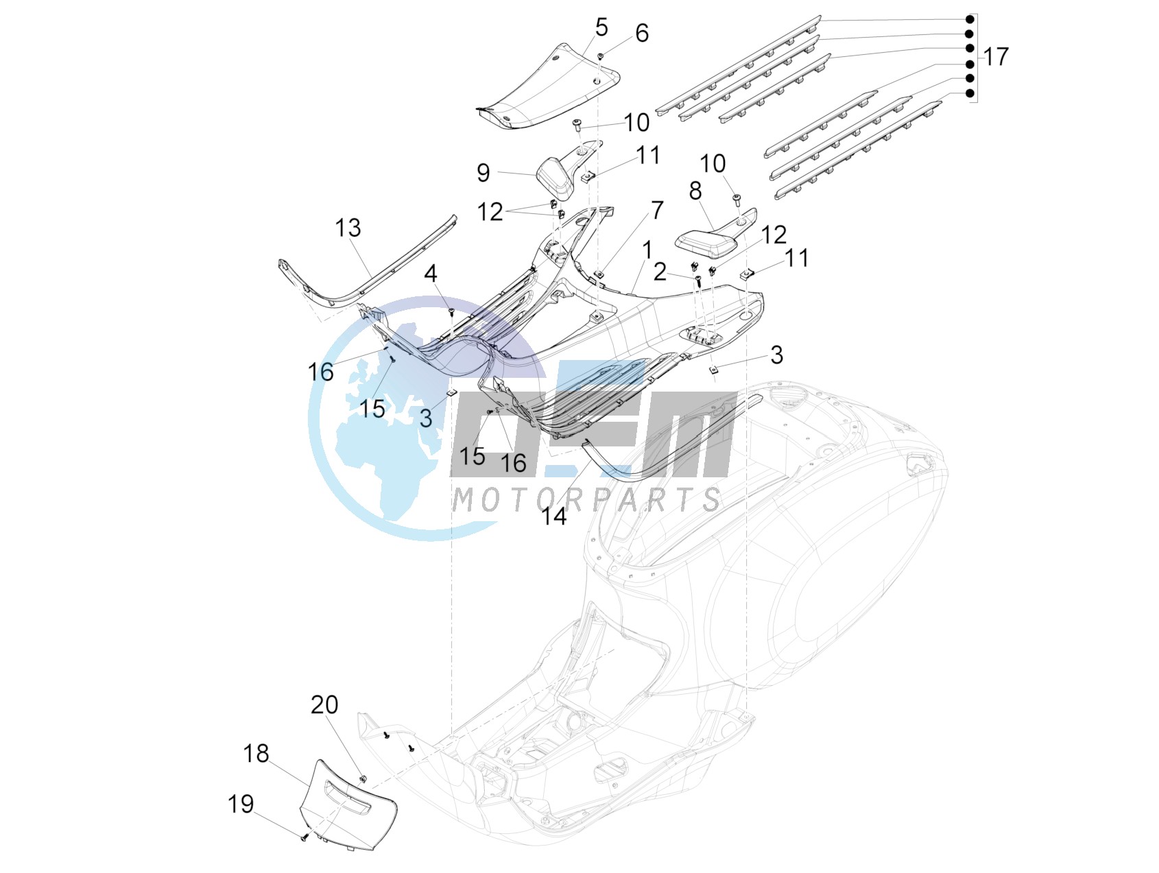 Central cover - Footrests