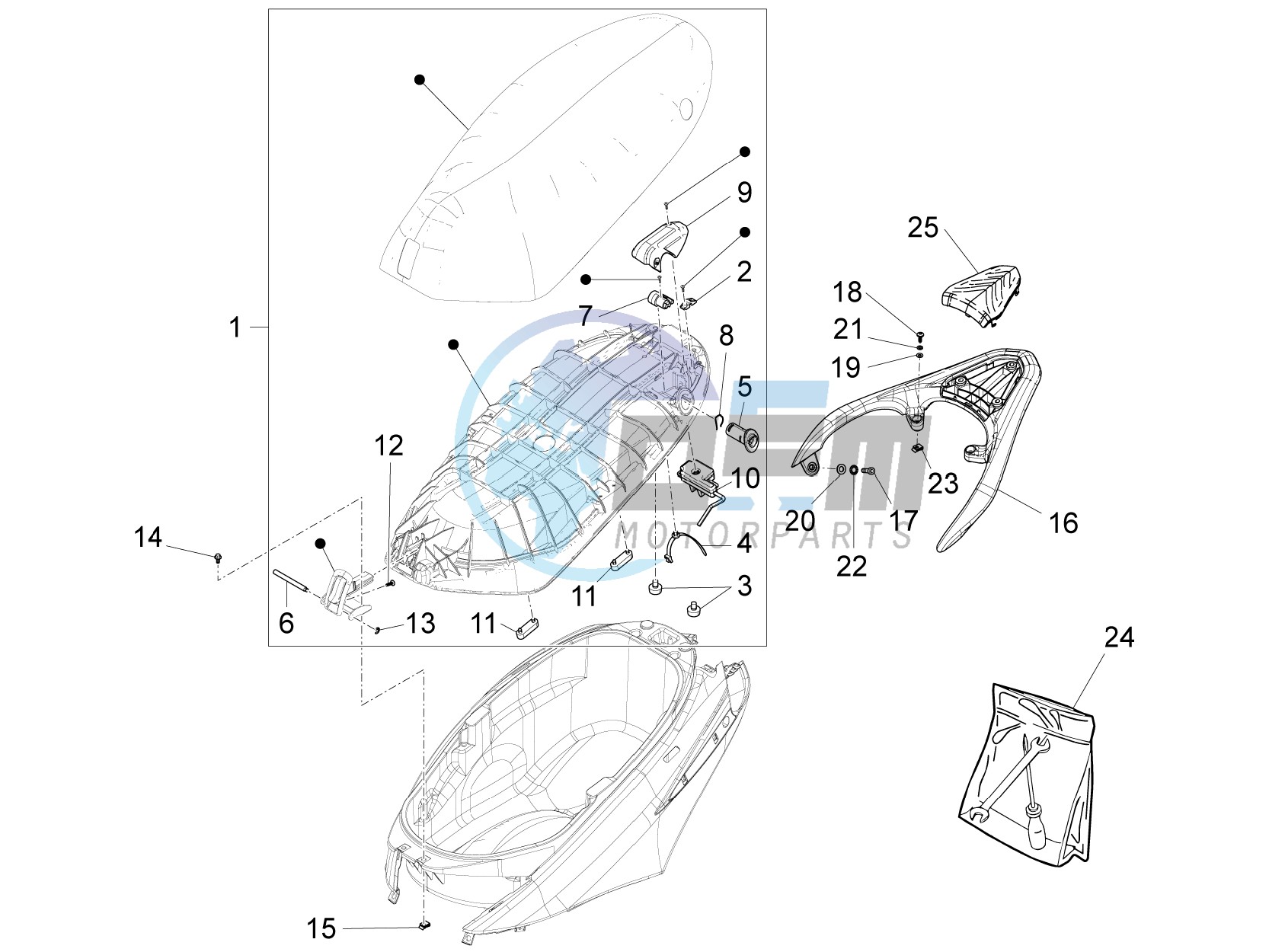 Saddle - seats - Tool roll