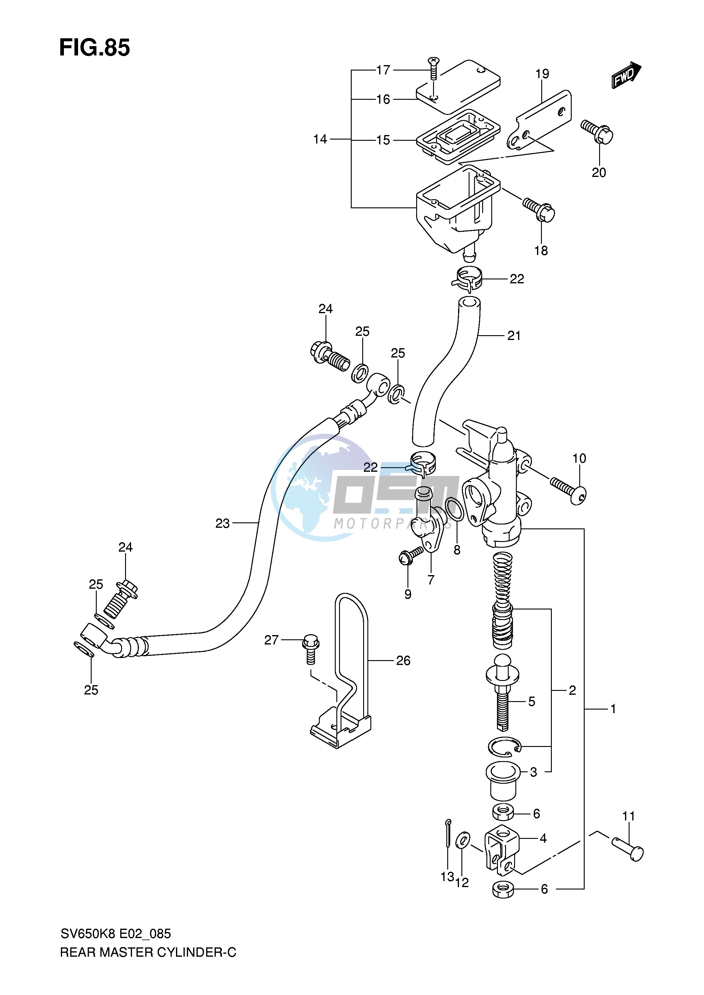 REAR MASTER CYLINDER (SV650K8 UK8 SK8 SUK8 K9 UK9 SK9 SUK9 SL0 SUL0)