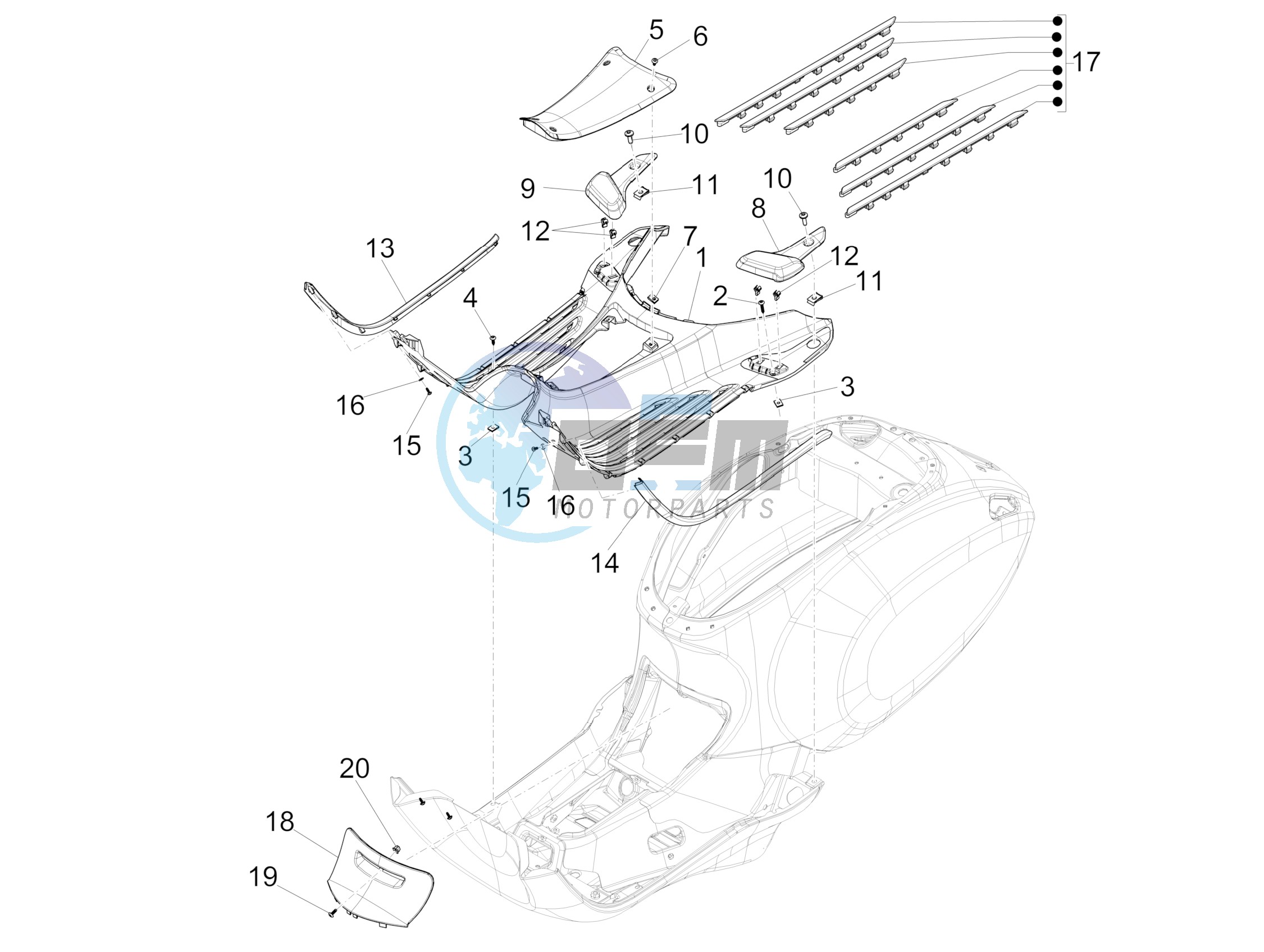 Central cover - Footrests