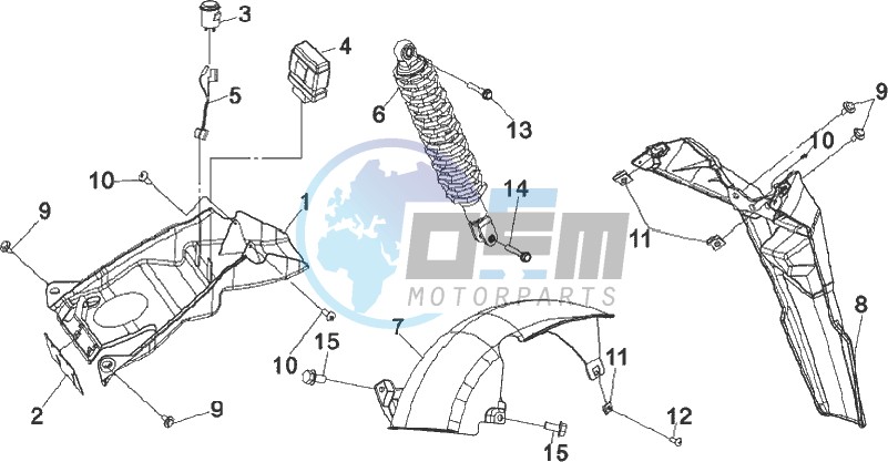 REAR SUSPENSION - REAR FENDER - MUD GUARD