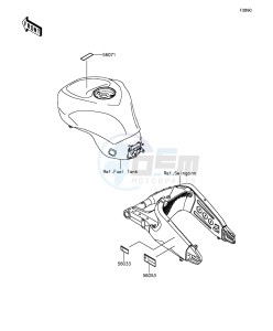 NINJA ZX-6R ABS ZX636FGFA GB XX (EU ME A(FRICA) drawing Labels