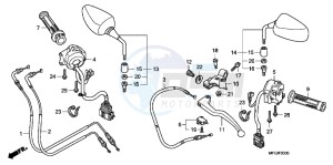 CB600FB drawing HANDLE LEVER/ SWITCH/ CABLE