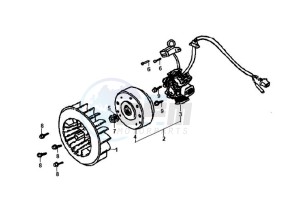 ORBIT 50 drawing FLYWHEEL WITH MAGNETO / FAN