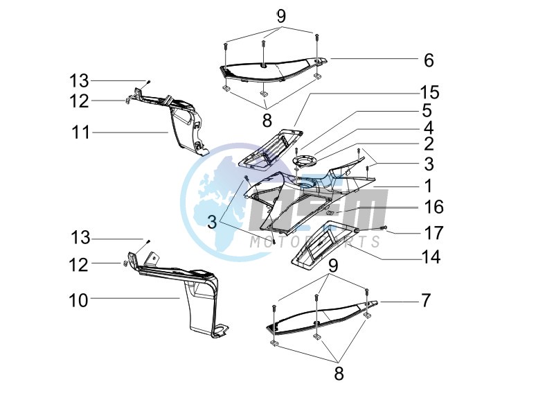 Central cover - Footrests