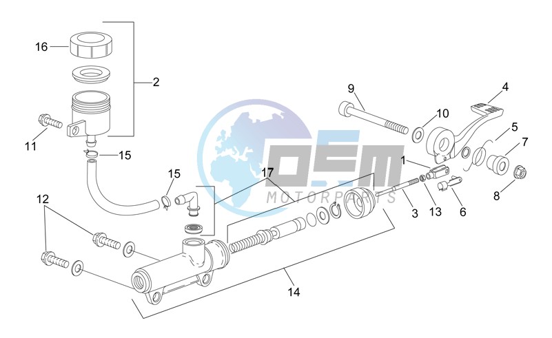 Rear master brake cylinder