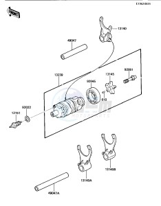 KLT 200 C [KLT200] (C2) | DIFFIRENTIAL AXLE [KLT200] drawing GEAR CHANGE DRUM & FORKS -- 84 KLT200-C2- -