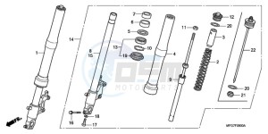 CB600F9 UK - (E / MKH) drawing FRONT FORK