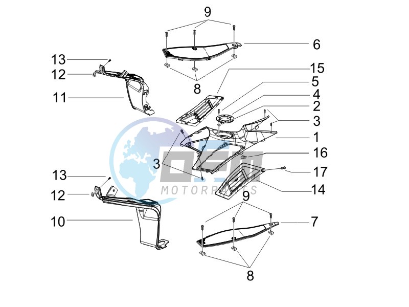 Central cover - Footrests