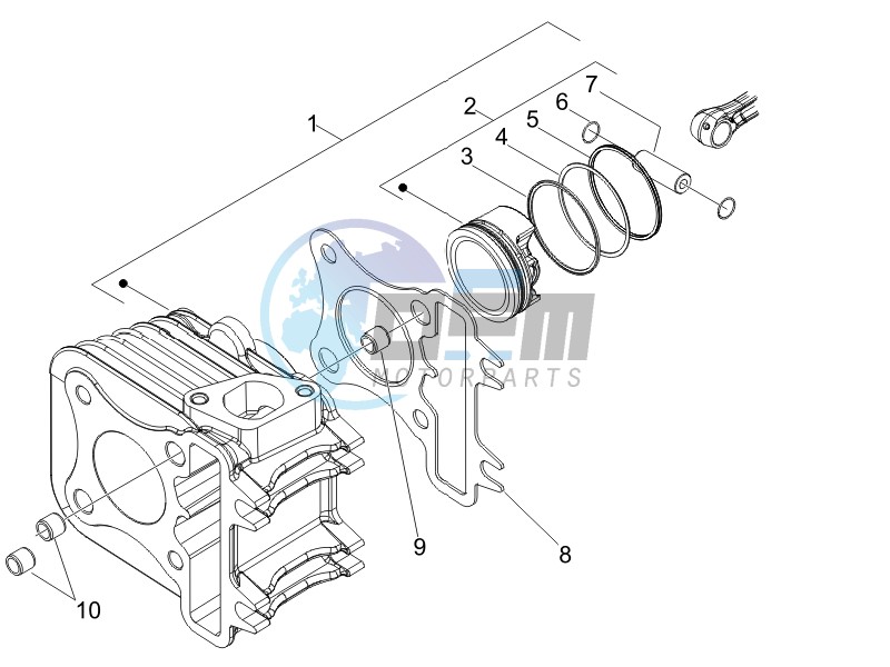 Cylinder - piston - wrist pin unit