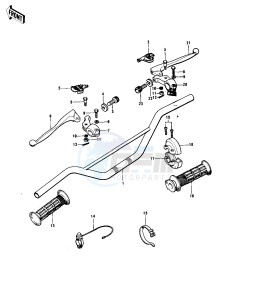 KX 125 (-A) drawing HANDLEBAR -- 74-76 KX125_A_A3- -