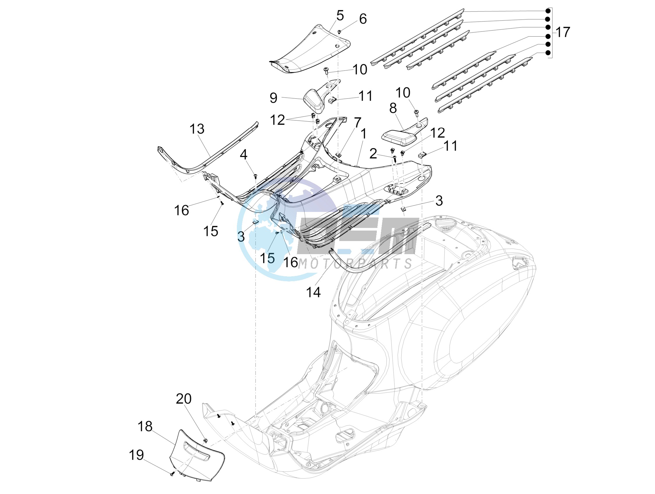 Central cover - Footrests