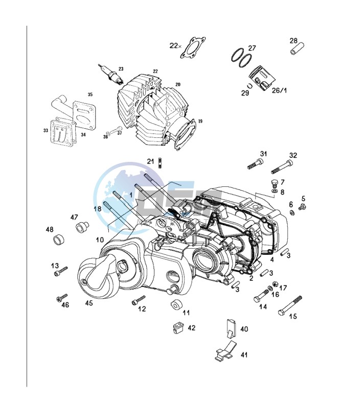 Crankcase-cylinder-piston