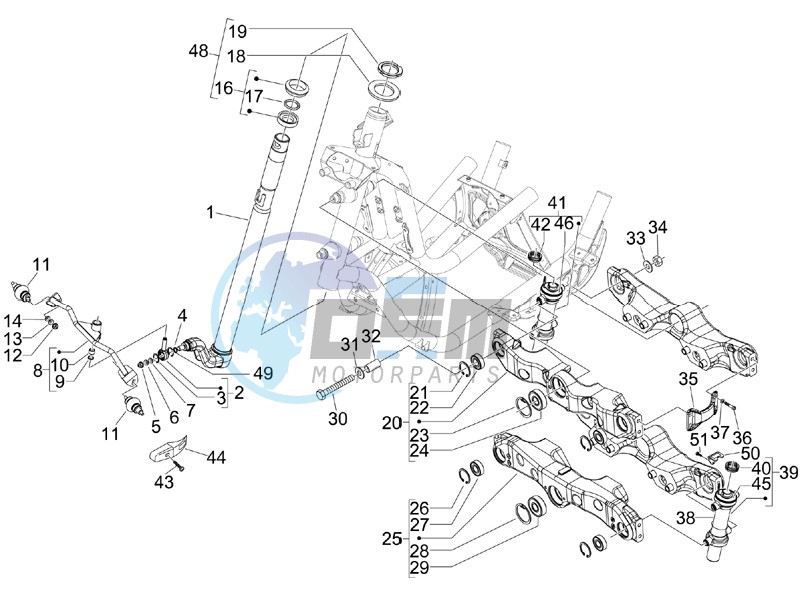 Fork steering tube - Steering bearing unit