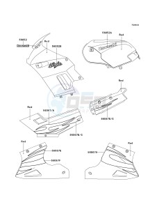 EX 250 F [NINJA 250R] (6F-7F) F7F drawing DECALS-- RED- --- F7F- -