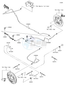 MULE SX 4x4 KAF400HJF EU drawing Rear Brake Piping