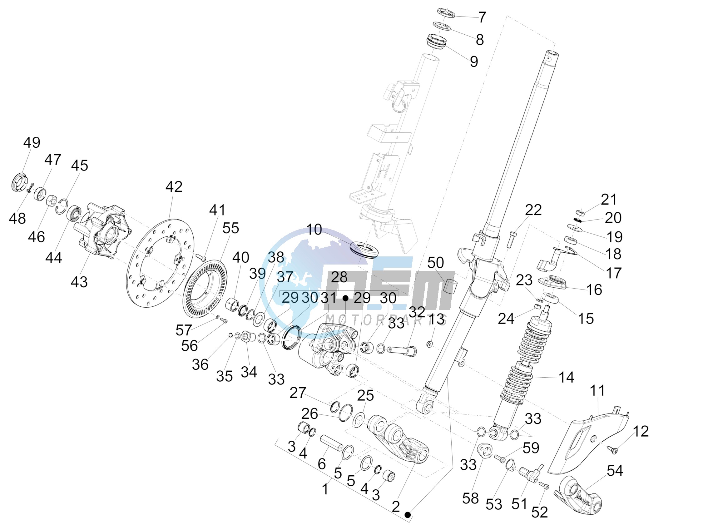 Fork/steering tube - Steering bearing unit