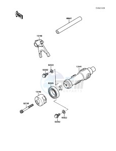 KAF 450 B [MULE 1000] (B1) [MULE 1000] drawing GEAR CHANGE DRUM_SHIFT FORK-- S- --- 003436-- -