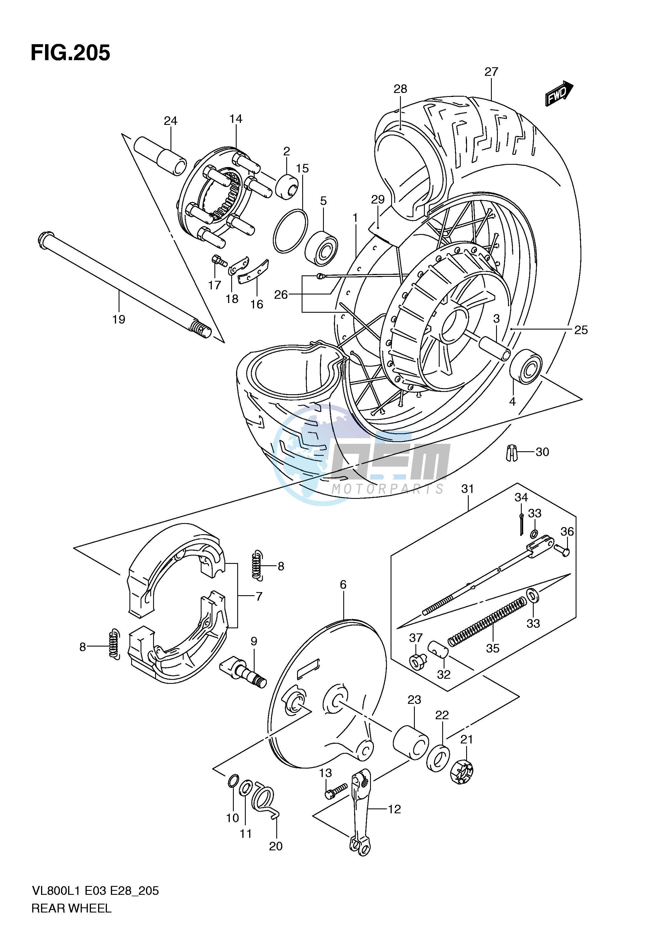 REAR WHEEL (VL800L1 E28)