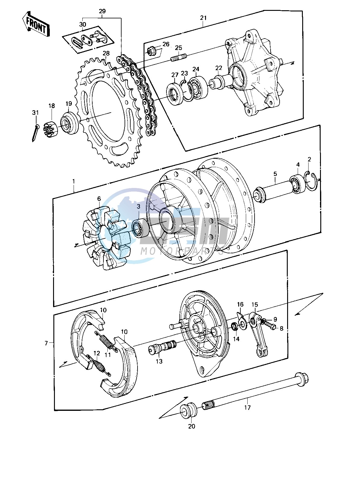 REAR HUB_BRAKE_CHAIN -- 80-81 KE175-D2_D3- -