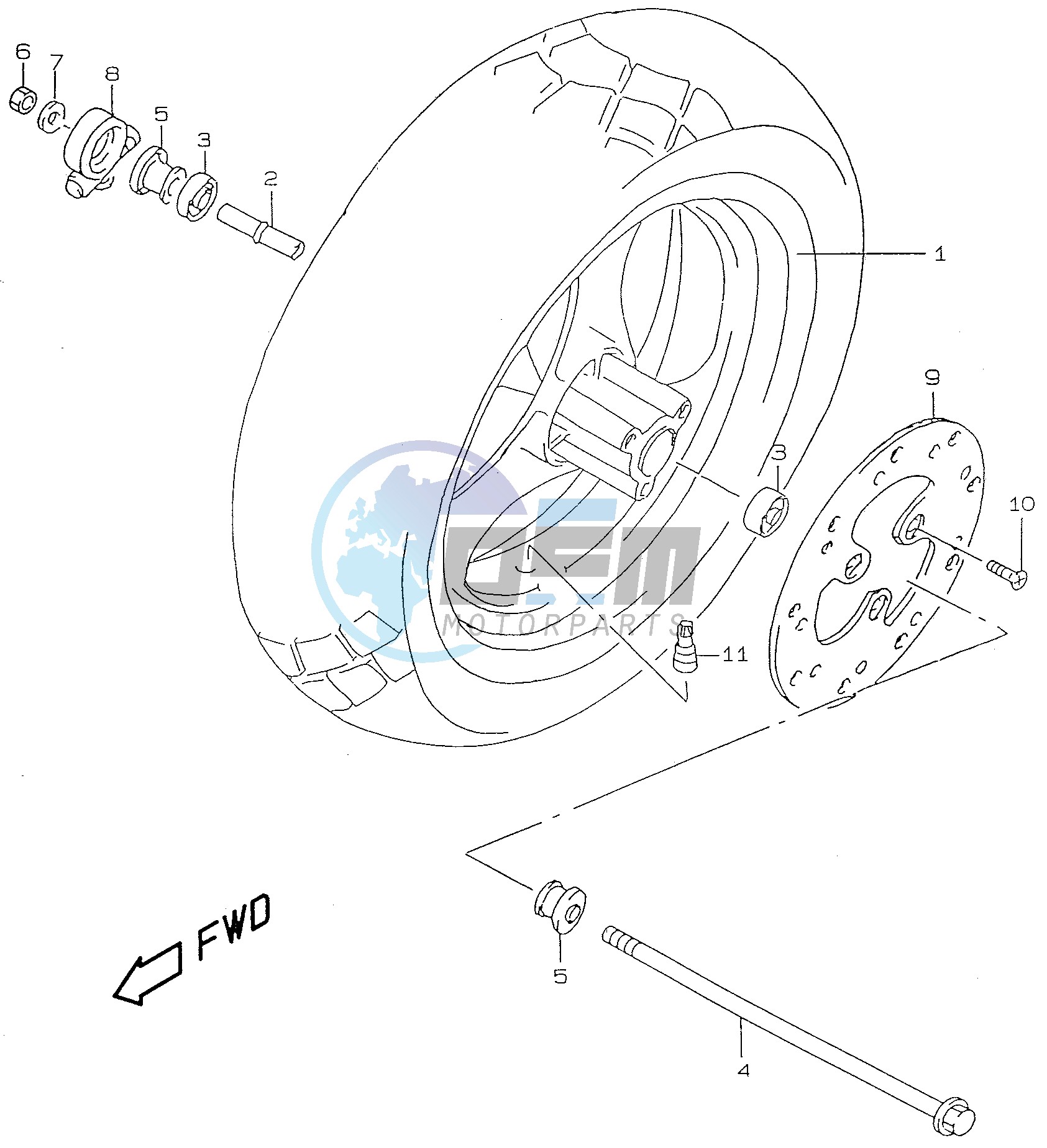 FRONT WHEEL (model V W X)