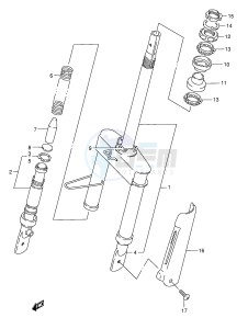 AE50 (E1) drawing FRONT FORK (MODEL T E1,E2,E21,E24)