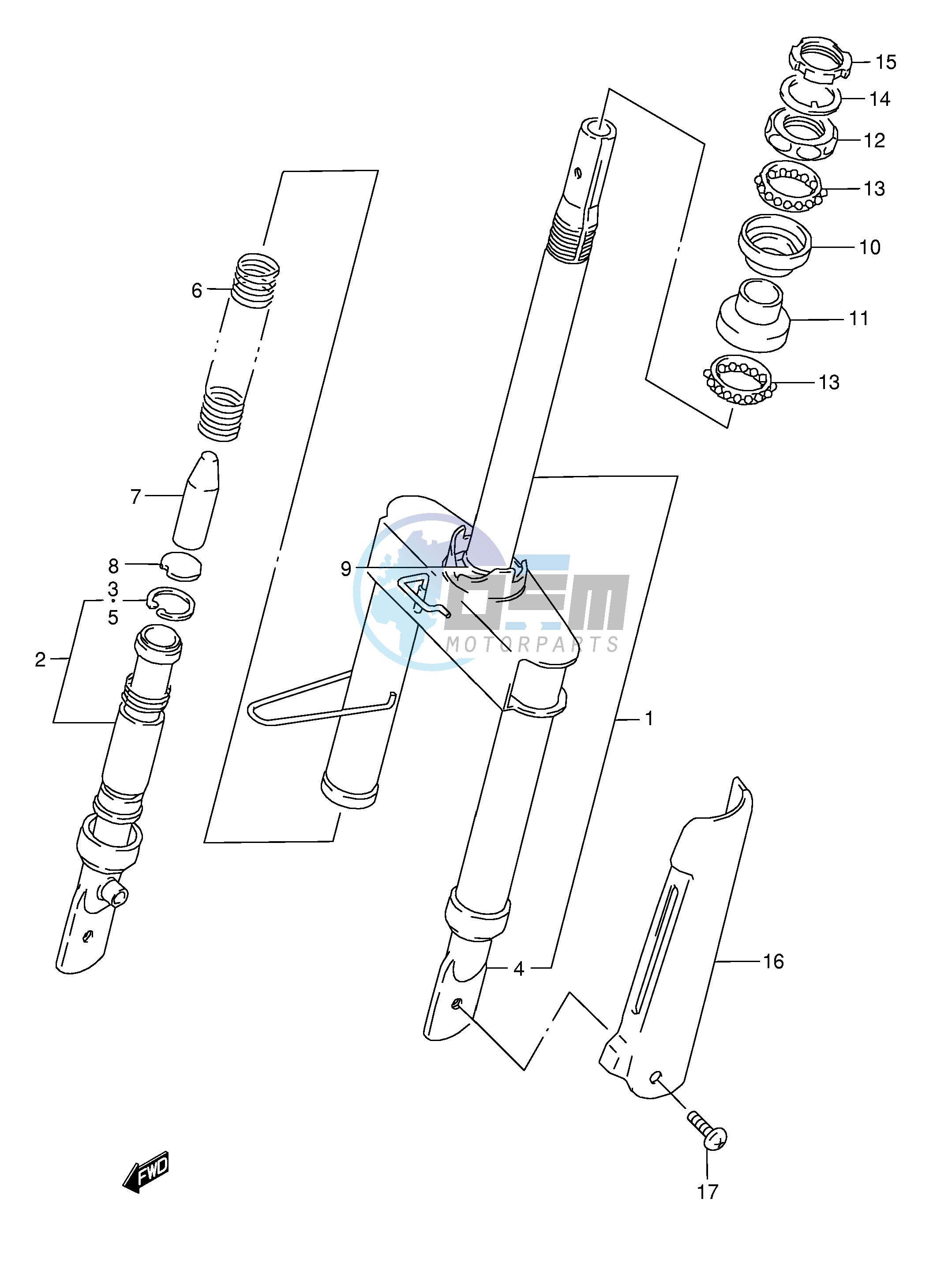 FRONT FORK (MODEL T E1,E2,E21,E24)