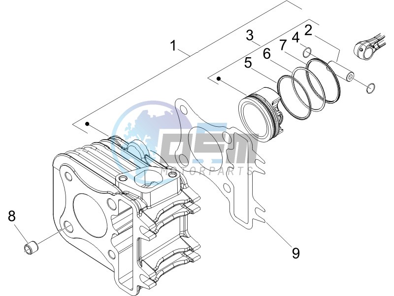 Cylinder - piston - wrist pin unit