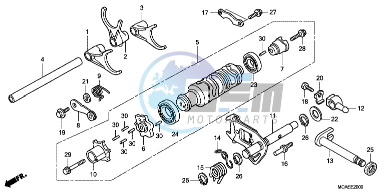 GEARSHIFT DRUM/ SHIFT FORK