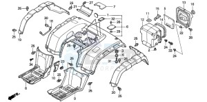 TRX350TM FOURTRAX 350 drawing REAR FENDER (2)