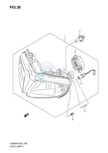 SV650 (E2) drawing HEADLAMP (SEE NOTE)