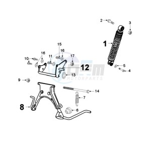 VIVA XRN EU1 drawing REAR SHOCK AND STAND